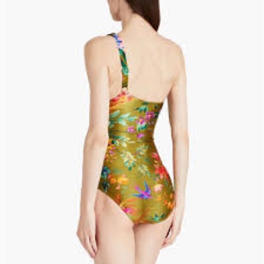 Zimmermann Women’s One Piece Bathing Suit- Olive with Floral Accents - Picture 3 of 9